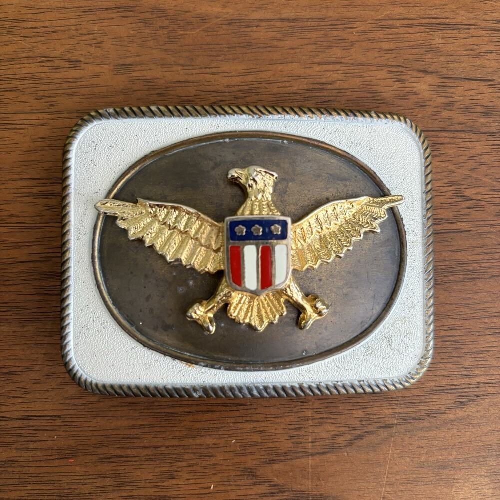 Steel Western Style Patriotic Eagle With Shield Belt Buckle